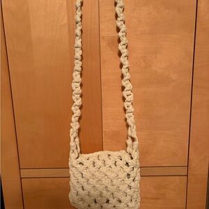 Zara white Woven Crossbody Bag